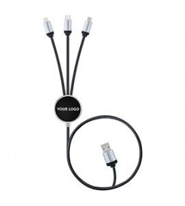 Long 3 in 1 Light Up Logo Charging Cable 